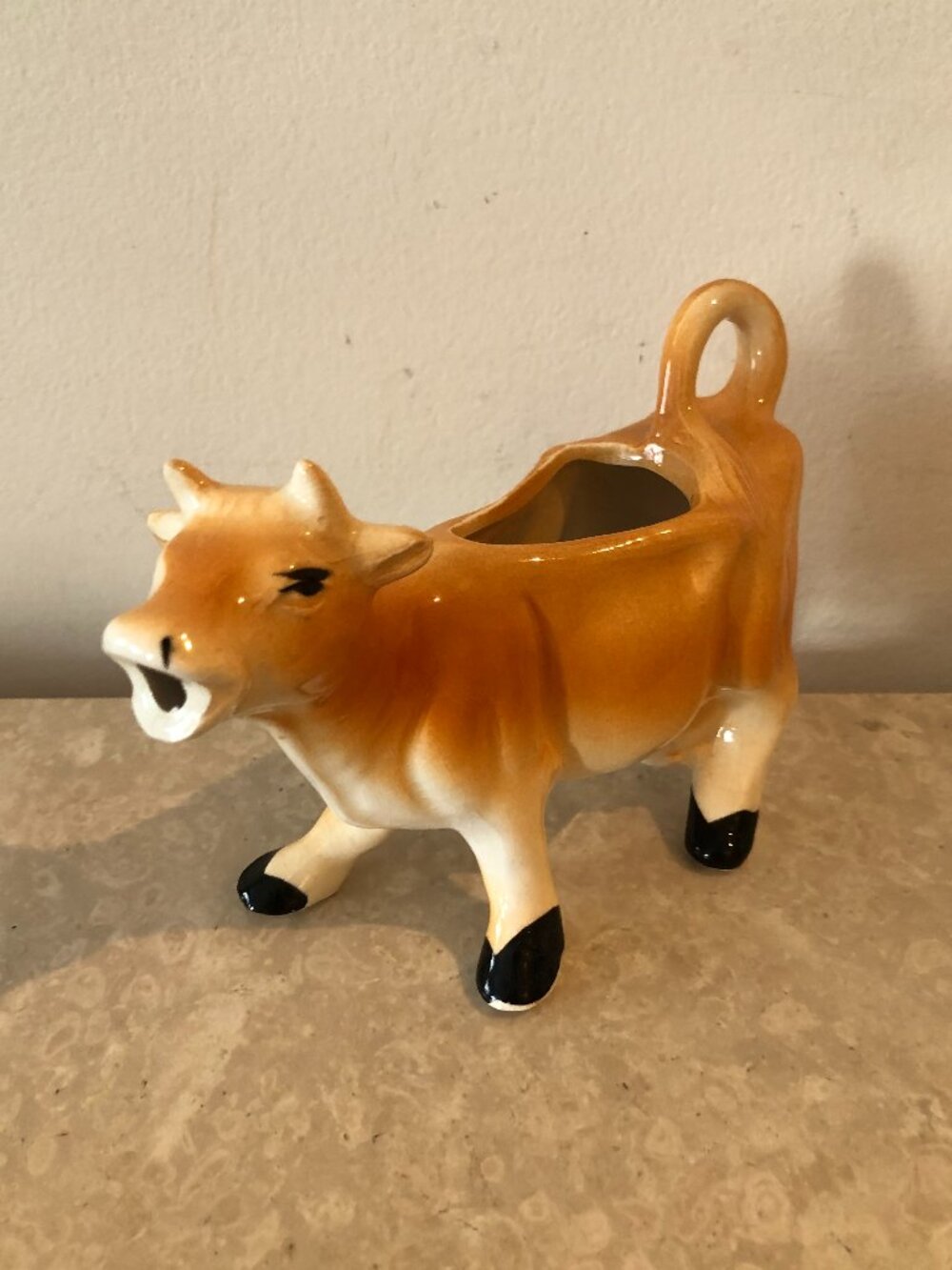 Vintage Antique Collectible Brown Tan Cow Animal Creamer for Coffee Tea